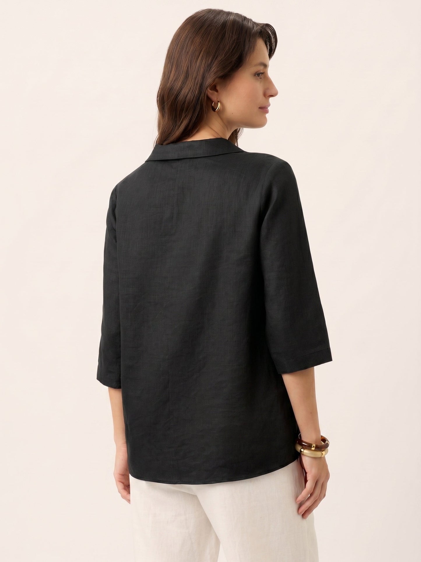 Leinentop für Damen mit asymmetrischem Kragen-Tops for women-Alpenkind