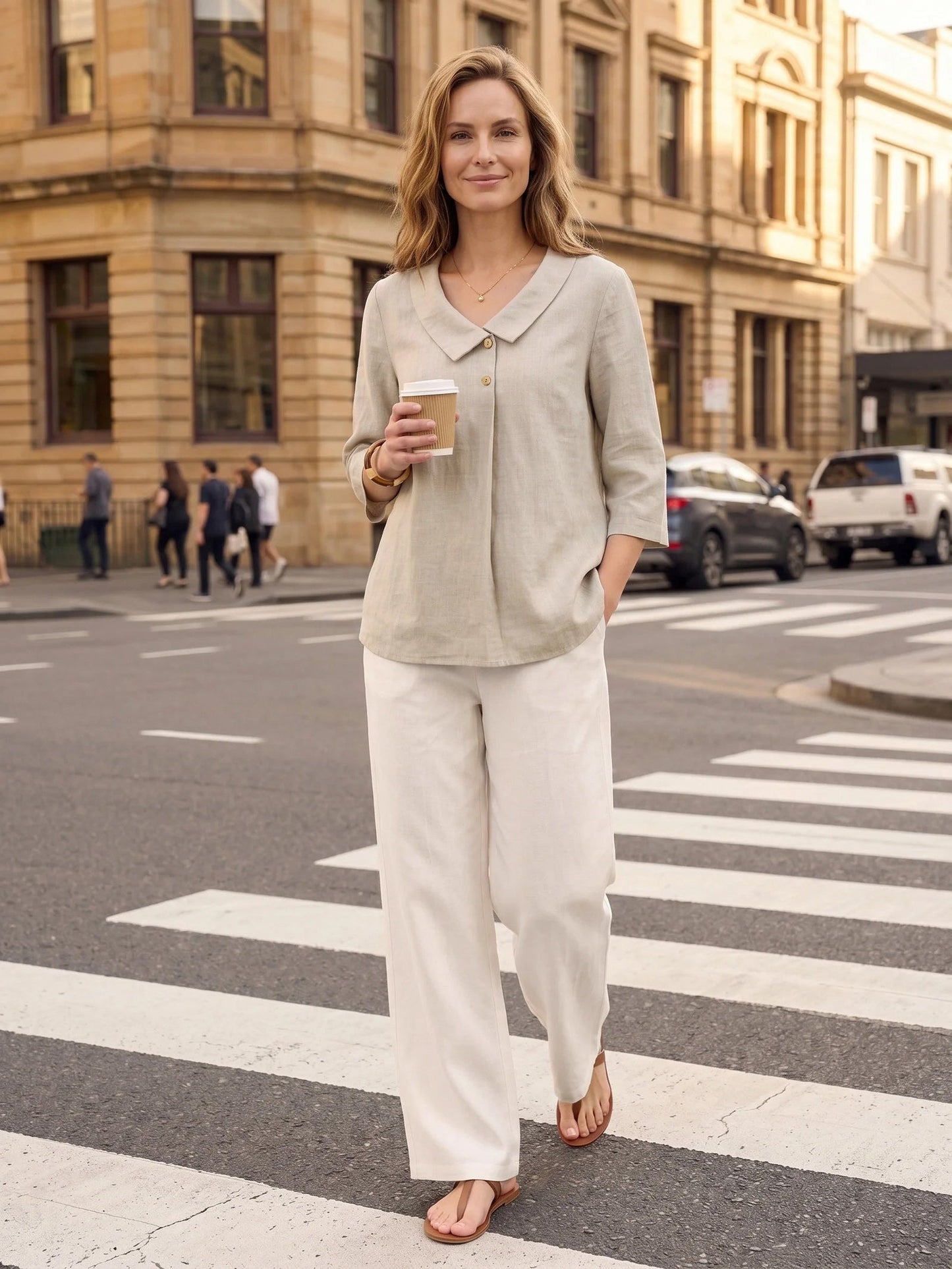 Leinentop für Damen mit asymmetrischem Kragen-Tops for women-Alpenkind