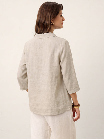 Leinentop für Damen mit asymmetrischem Kragen-Tops for women-Alpenkind