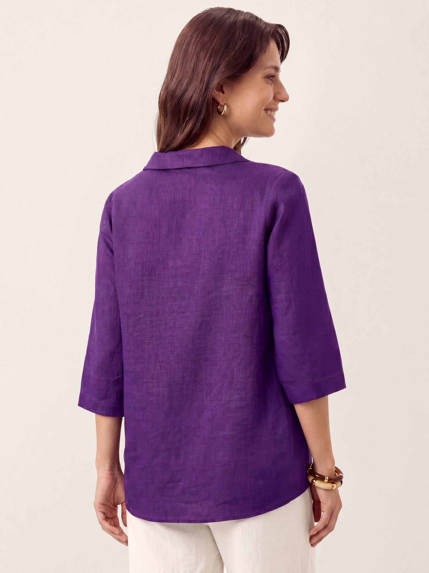 Leinentop für Damen mit asymmetrischem Kragen-Tops for women-Alpenkind