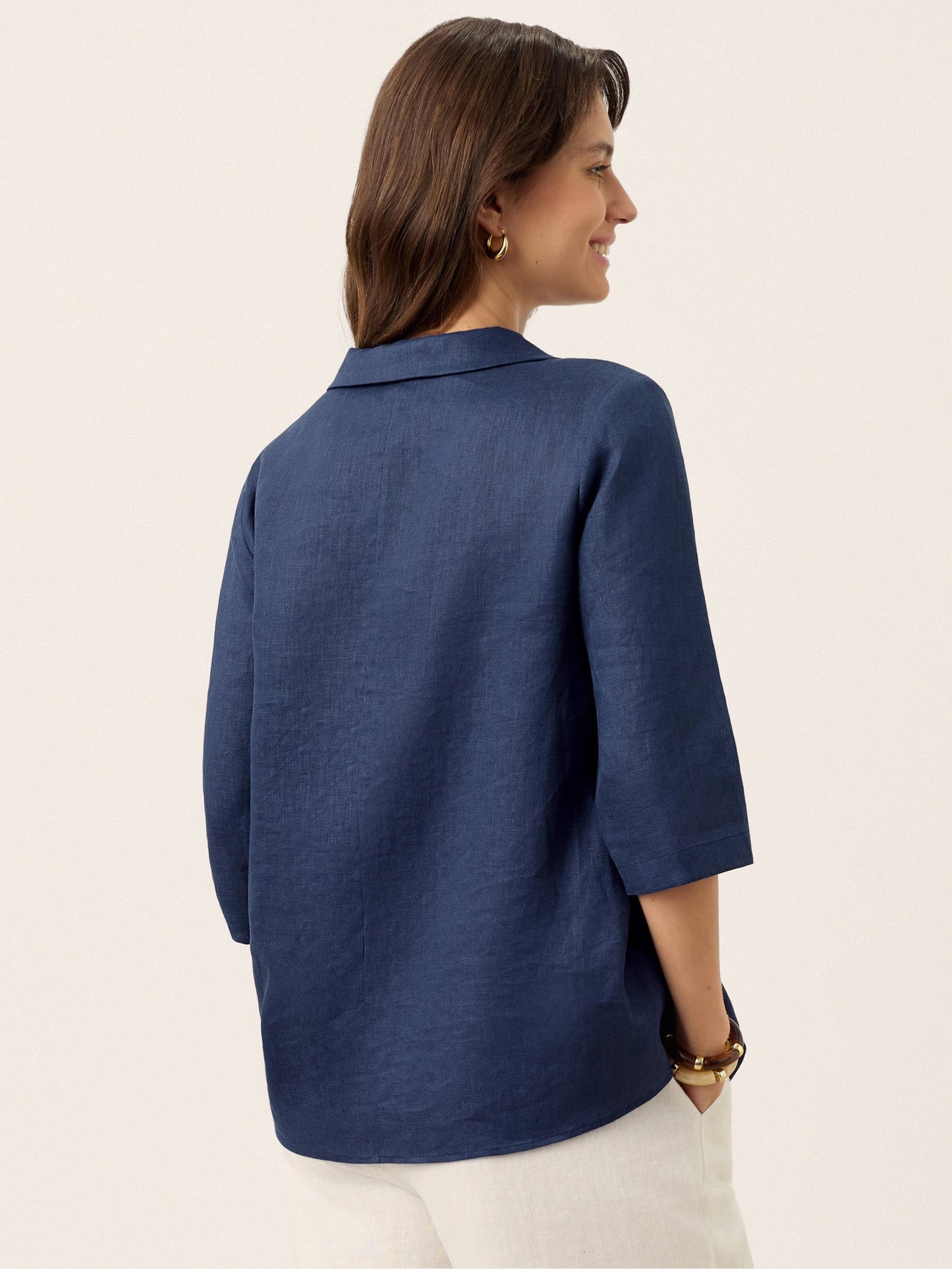 Leinentop für Damen mit asymmetrischem Kragen-Tops for women-Alpenkind