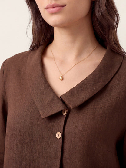 Leinentop für Damen mit asymmetrischem Kragen-Tops for women-Alpenkind