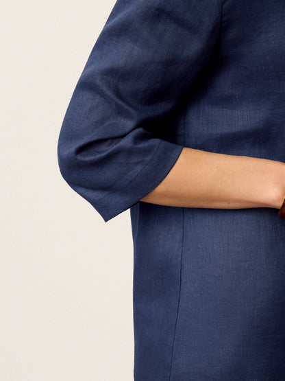 Leinentop für Damen mit asymmetrischem Kragen-Tops for women-Alpenkind