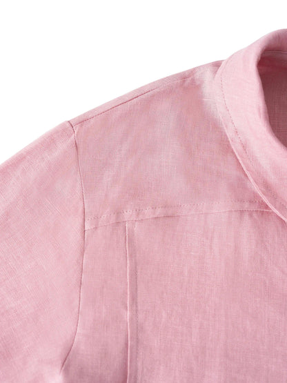 Leinentop für Damen mit Schalkragen und V-Ausschnitt-Tops for women-Alpenkind
