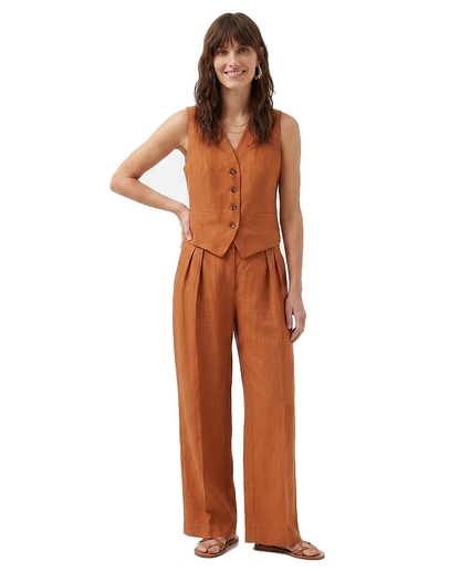 Leinenweste und Hose mit weitem Bein für Damen-Sets for women-Alpenkind