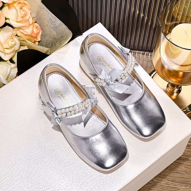 Mädchen-Ballerinas mit Perlenriemen und Schleifendetail-Footwear for women-Alpenkind