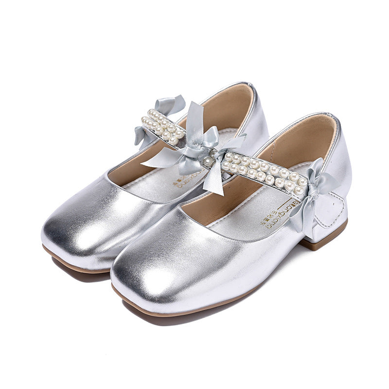 Mädchen-Ballerinas mit Perlenriemen und Schleifendetail-Footwear for women-Alpenkind