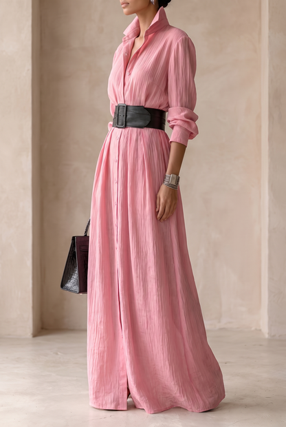 Maxi-Hemdblusenkleid für Damen mit Gürtel-Maxi Dress-Alpenkind