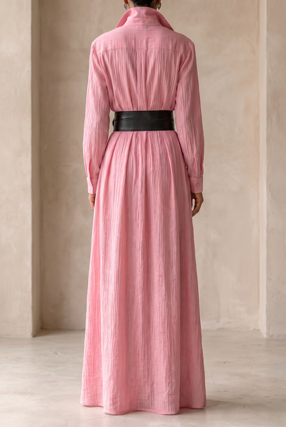 Maxi-Hemdblusenkleid für Damen mit Gürtel-Maxi Dress-Alpenkind