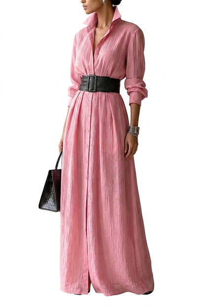 Maxi-Hemdblusenkleid für Damen mit Gürtel-Maxi Dress-Alpenkind