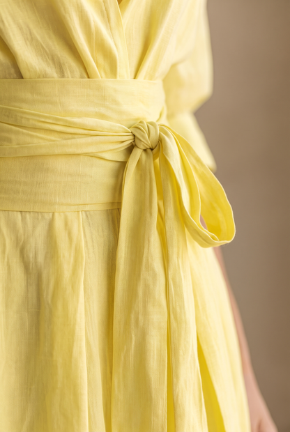 Maxi-Hemdkleid für Damen mit Bindegürtel und halblangen Ärmeln-Maxi Dress-Alpenkind
