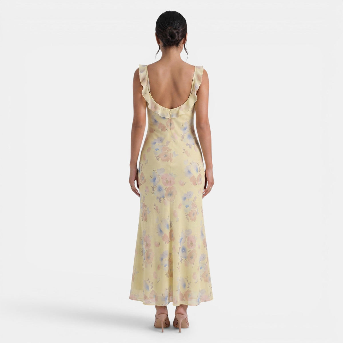 Maxikleid mit Blumenmuster und Rüschenbesatz für Damen-Maxi Dress-Alpenkind