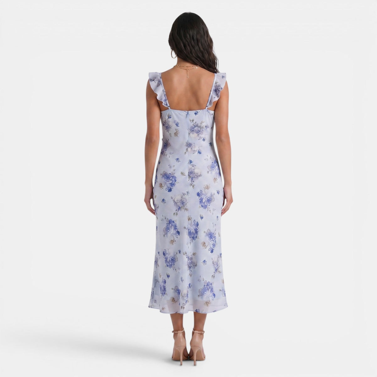Maxikleid mit Blumenmuster und Rüschenbesatz für Damen-Maxi Dress-Alpenkind