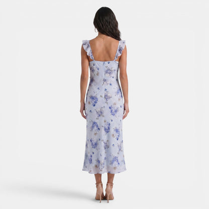 Maxikleid mit Blumenmuster und Rüschenbesatz für Damen-Maxi Dress-Alpenkind
