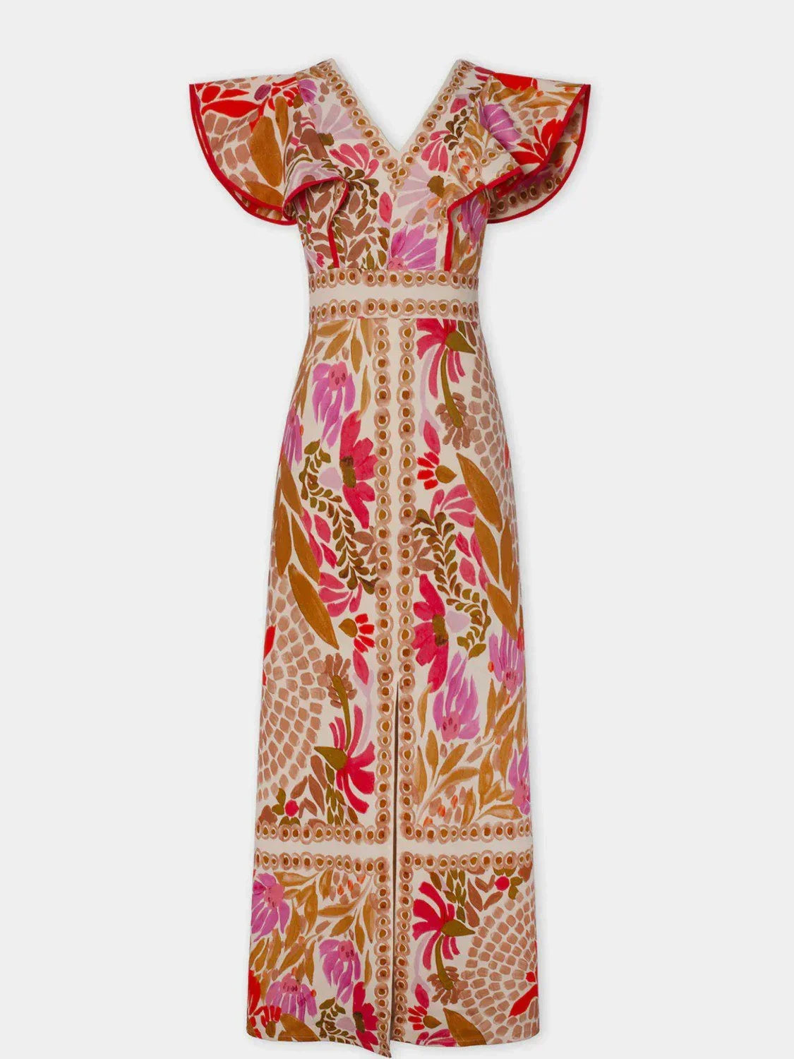 Maxikleid mit Blumenmuster und V-Ausschnitt für Damen-Maxi dresses-Alpenkind