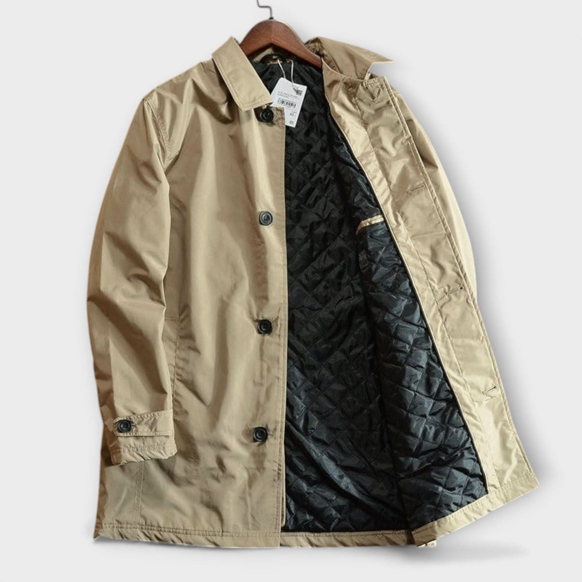 Mittellanger Herrenmantel mit Knopfleiste-Coats for men-Alpenkind