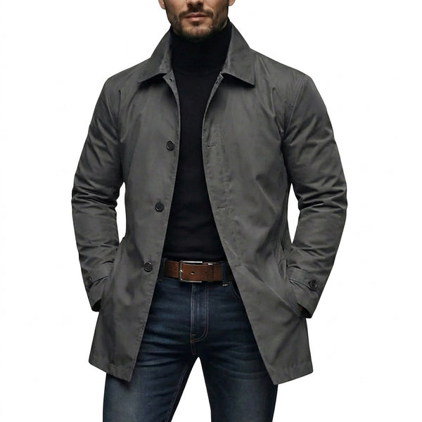 Mittellanger Herrenmantel mit Knopfleiste-Coats for men-Alpenkind