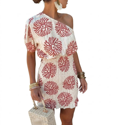 One-Shoulder Mini-Smockkleid für Damen-Mini Dress-Alpenkind