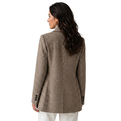 Oversized-Blazer mit Hahnentrittmuster für Damen-Blazer for women-Alpenkind
