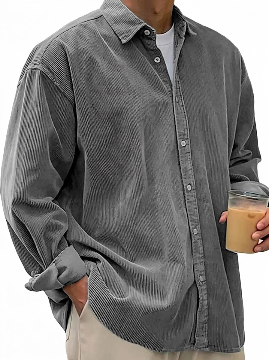 Oversized Cord-Hemd für Herren mit Knopfleiste-Shirts for men-Alpenkind