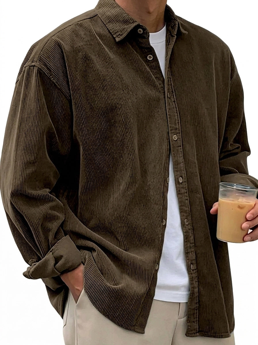 Oversized Cord-Hemd für Herren mit Knopfleiste-Shirts for men-Alpenkind