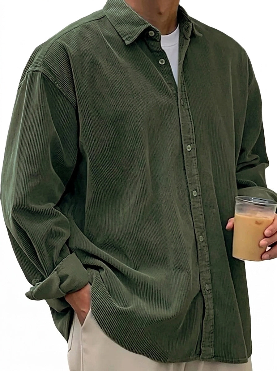 Oversized Cord-Hemd für Herren mit Knopfleiste-Shirts for men-Alpenkind