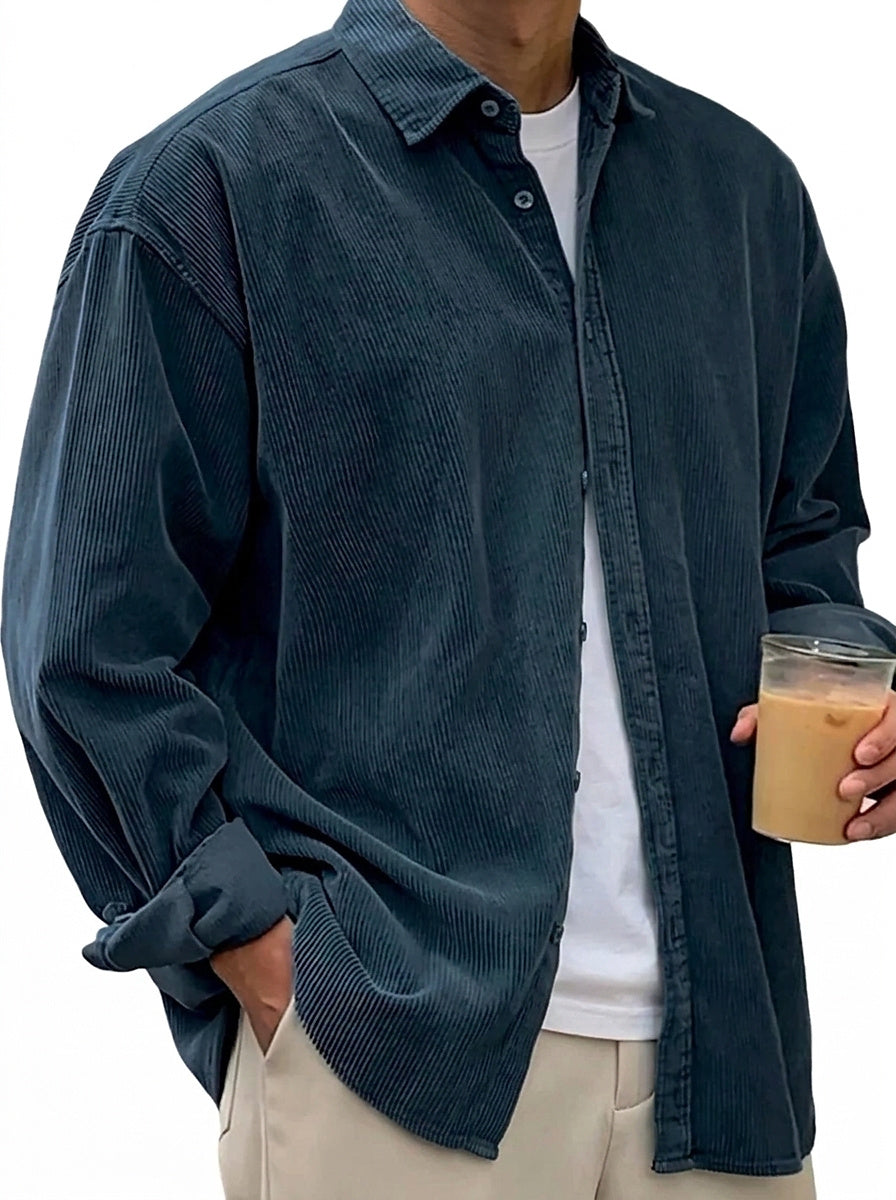 Oversized Cord-Hemd für Herren mit Knopfleiste-Shirts for men-Alpenkind