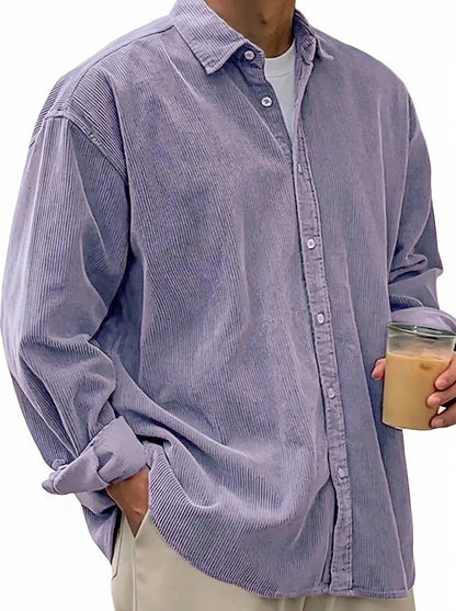 Oversized Cord-Hemd für Herren mit Knopfleiste-Shirts for men-Alpenkind