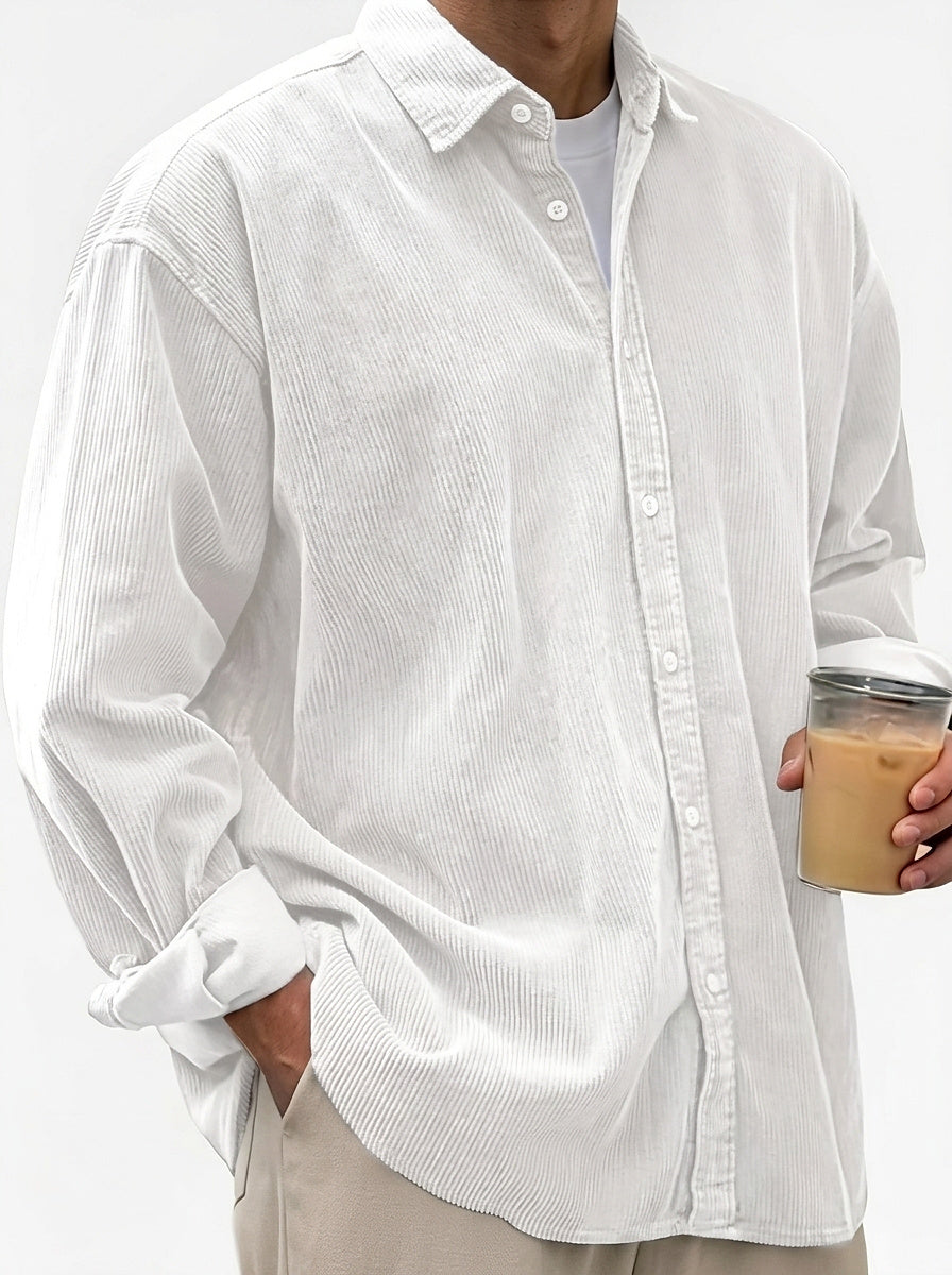 Oversized Cord-Hemd für Herren mit Knopfleiste-Shirts for men-Alpenkind