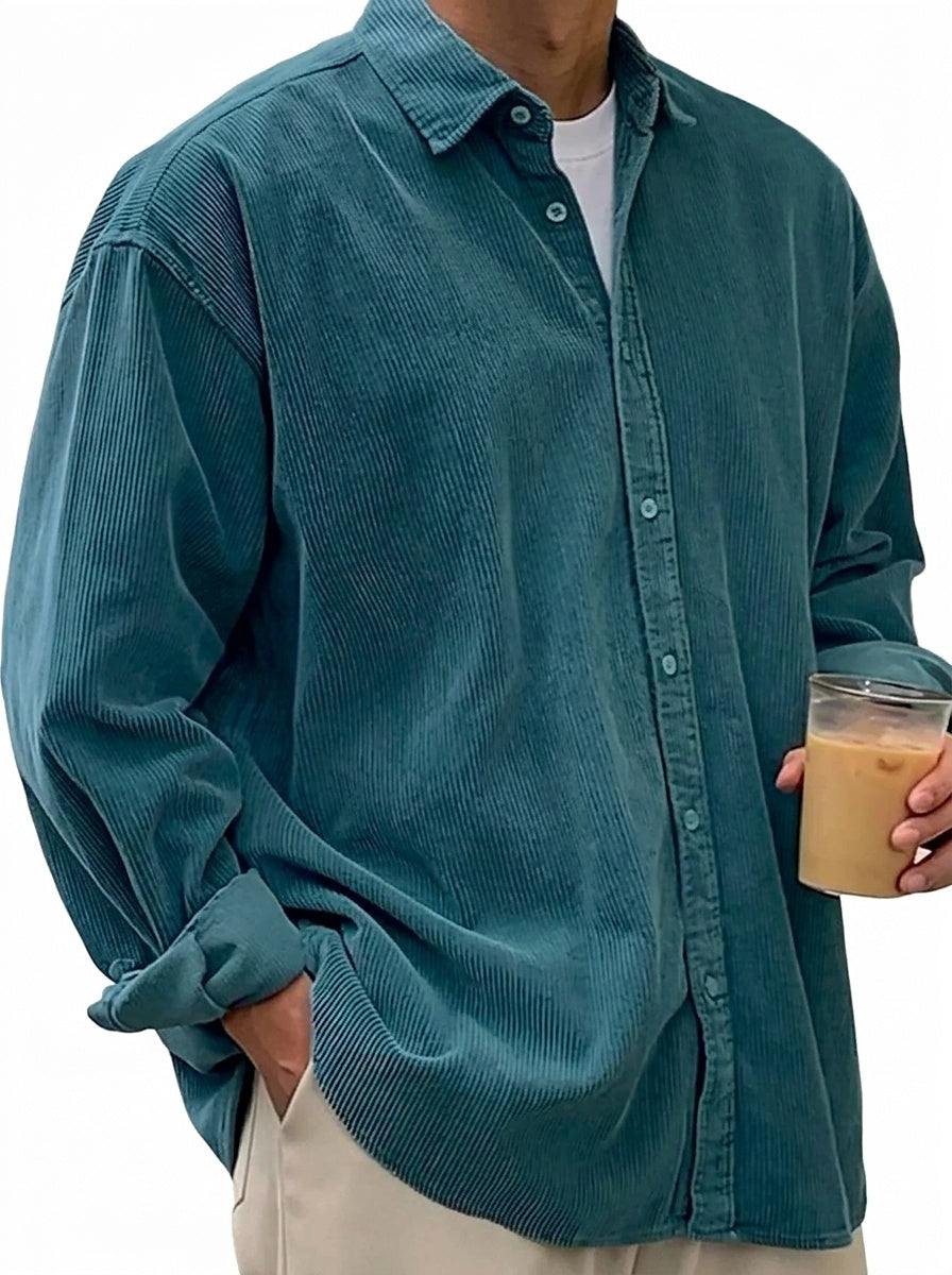 Oversized Cord-Hemd für Herren mit Knopfleiste-Shirts for men-Alpenkind