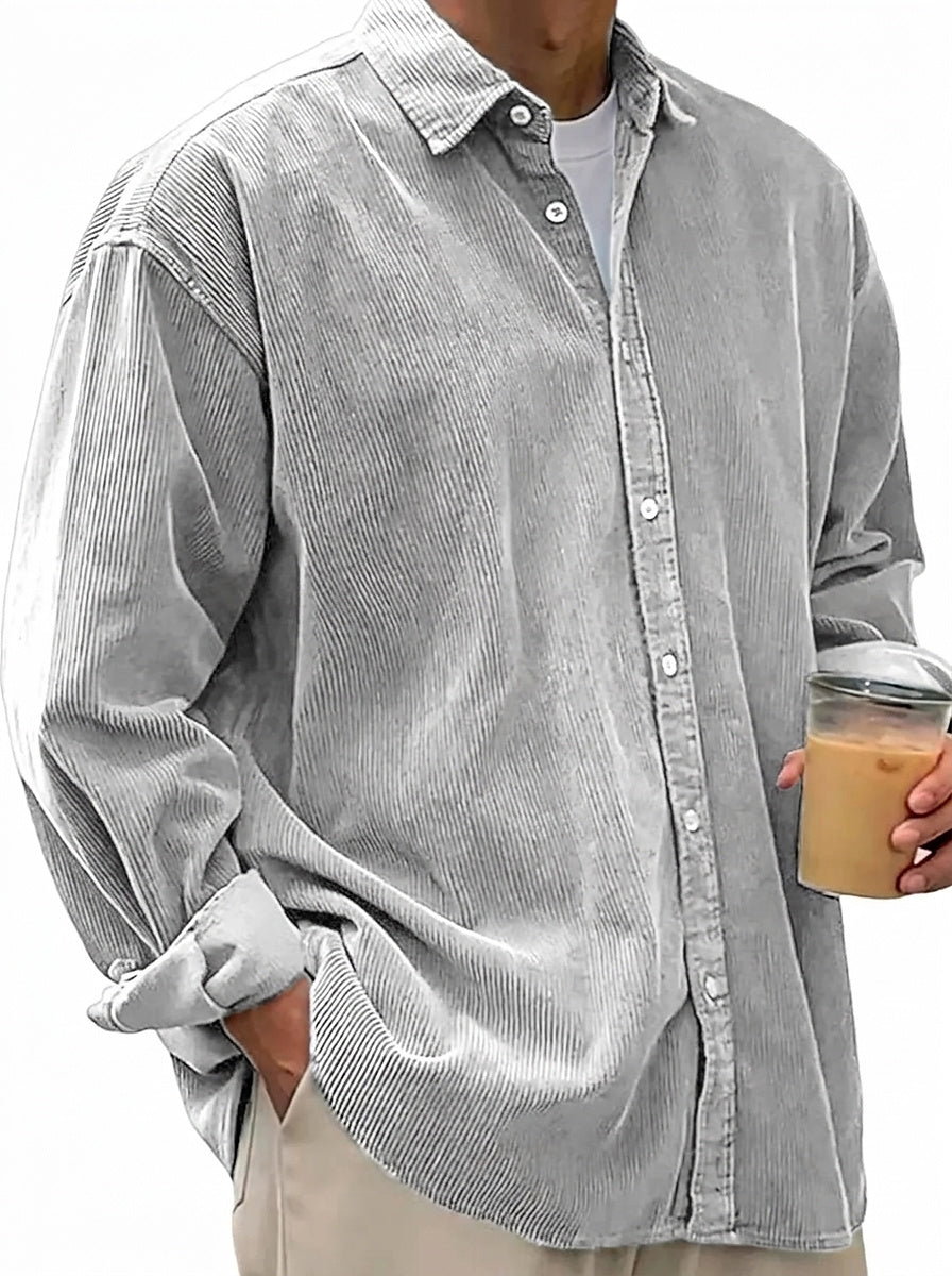 Oversized Cord-Hemd für Herren mit Knopfleiste-Shirts for men-Alpenkind