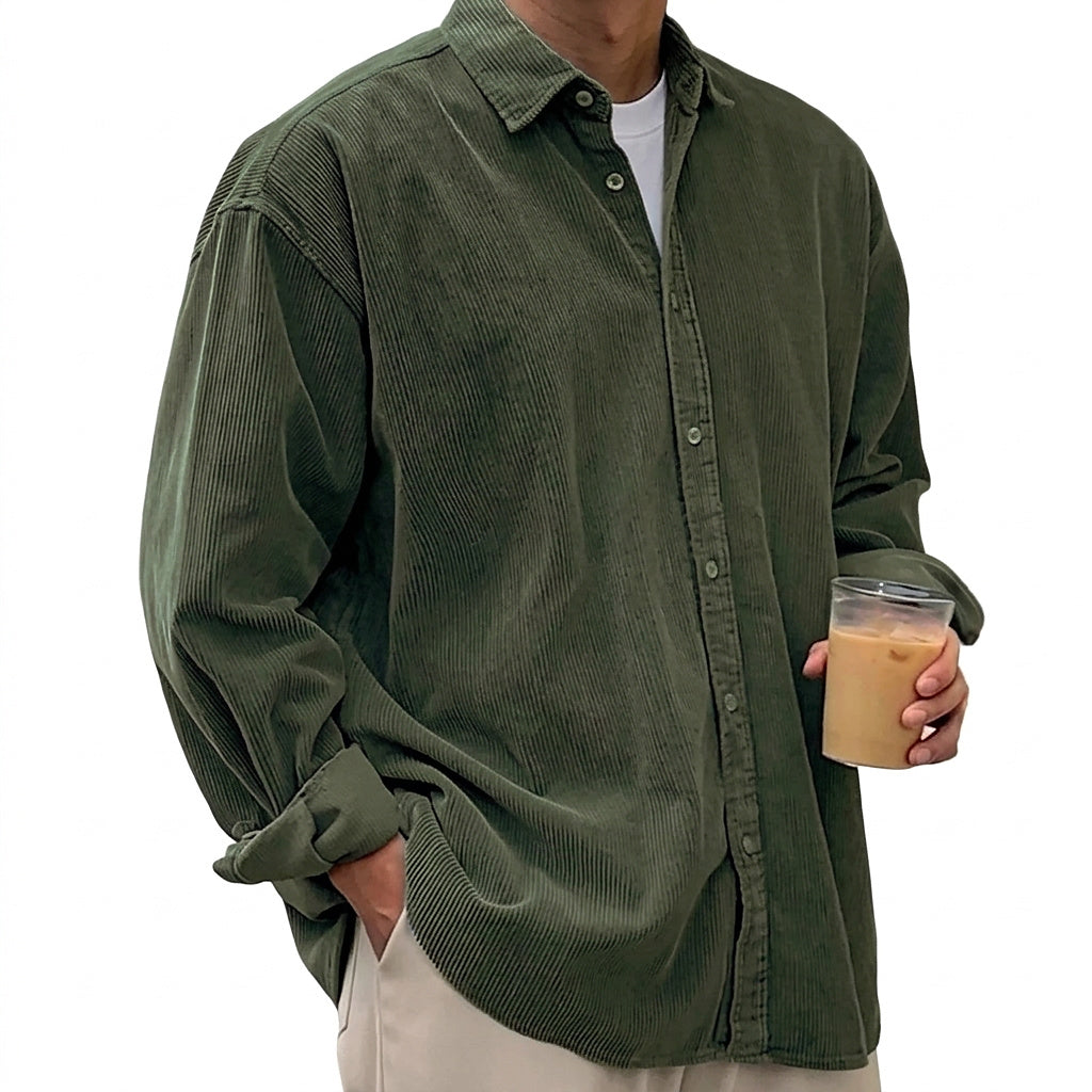 Oversized Cord-Hemd für Herren mit Knopfleiste-Shirts for men-Alpenkind