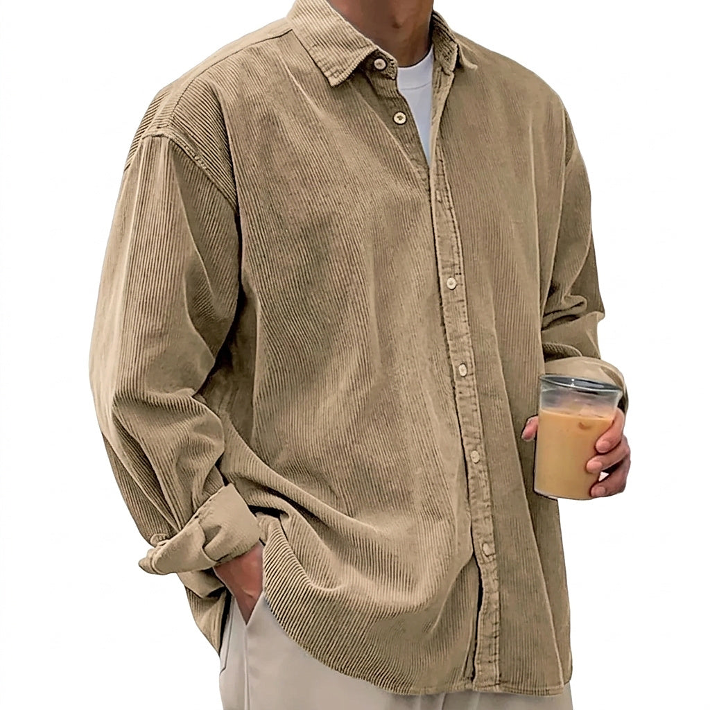 Oversized Cord-Hemd für Herren mit Knopfleiste-Shirts for men-Alpenkind