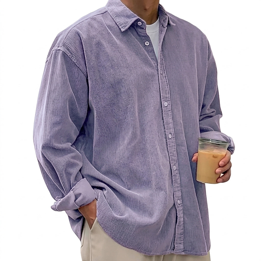 Oversized Cord-Hemd für Herren mit Knopfleiste-Shirts for men-Alpenkind