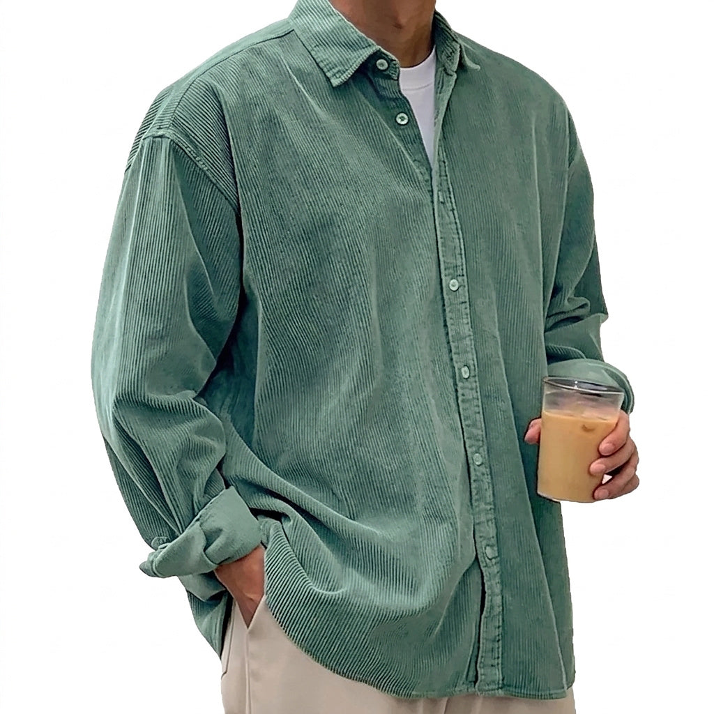 Oversized Cord-Hemd für Herren mit Knopfleiste-Shirts for men-Alpenkind