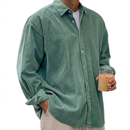 Oversized Cord-Hemd für Herren mit Knopfleiste-Shirts for men-Alpenkind