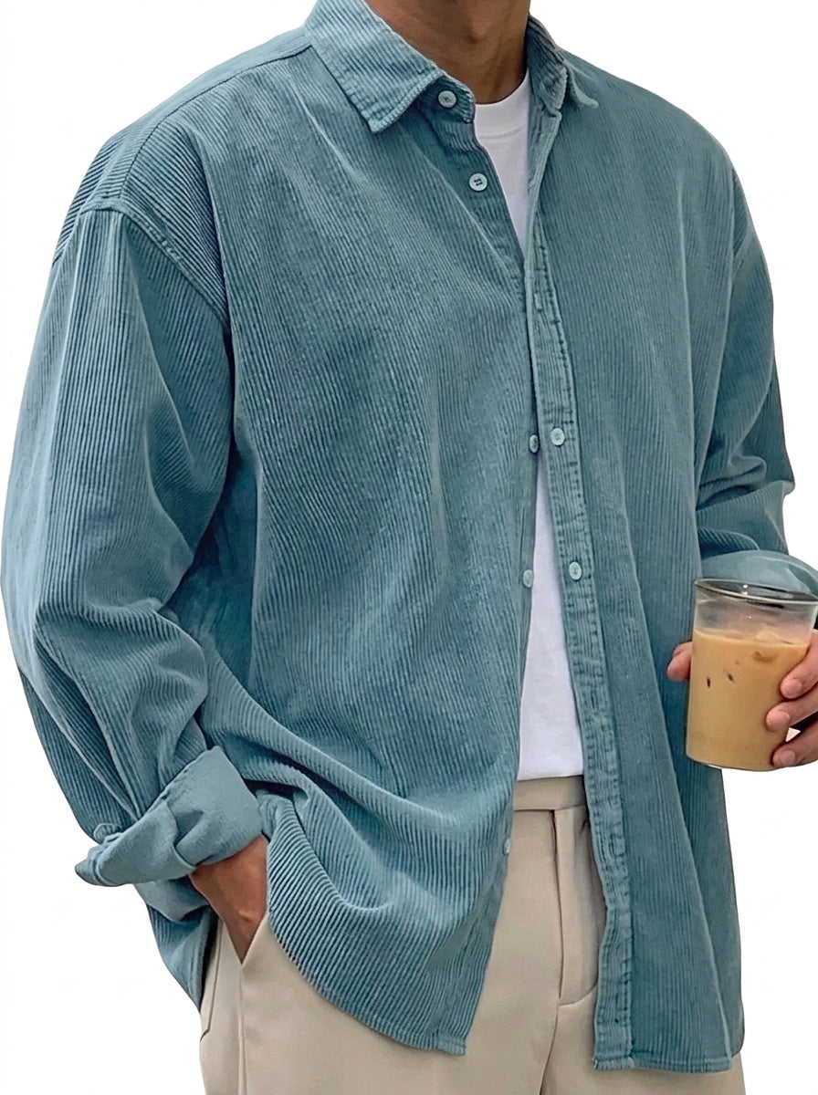 Oversized Cord-Hemd für Herren mit Knopfleiste-Shirts for men-Alpenkind