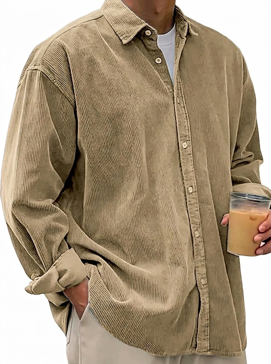 Oversized Cord-Hemd für Herren mit Knopfleiste-Shirts for men-Alpenkind