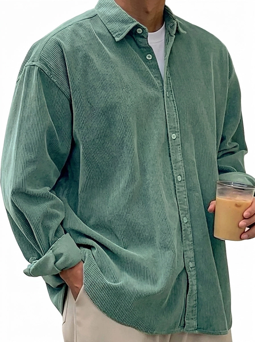 Oversized Cord-Hemd für Herren mit Knopfleiste-Shirts for men-Alpenkind
