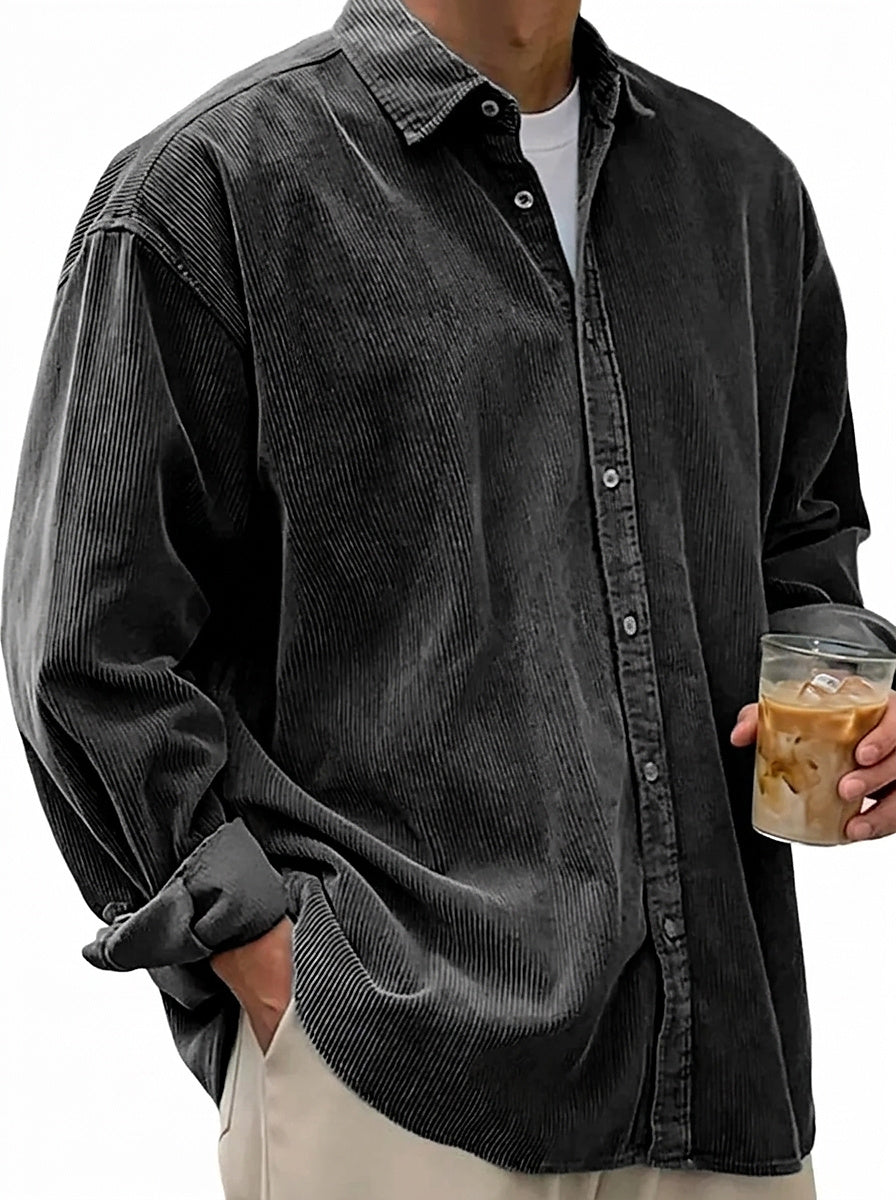 Oversized Cord-Hemd für Herren mit Knopfleiste-Shirts for men-Alpenkind