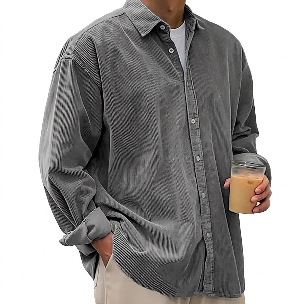 Oversized Cord-Hemd für Herren mit Knopfleiste-Shirts for men-Alpenkind