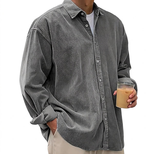 Oversized Cord-Hemd für Herren mit Knopfleiste-Shirts for men-Alpenkind