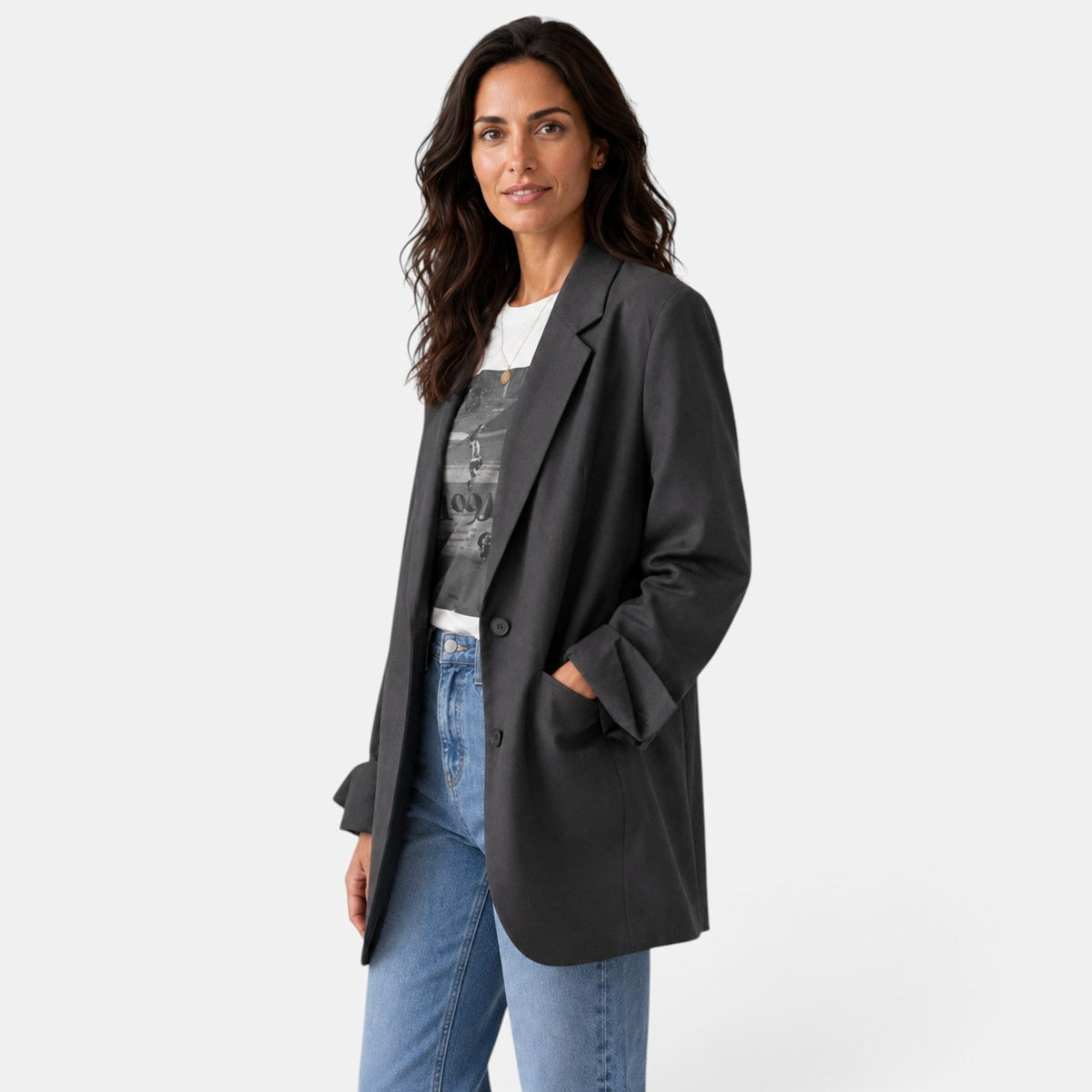 Oversized Damen-Blazer mit zwei Knöpfen-Blazer for Women-Alpenkind