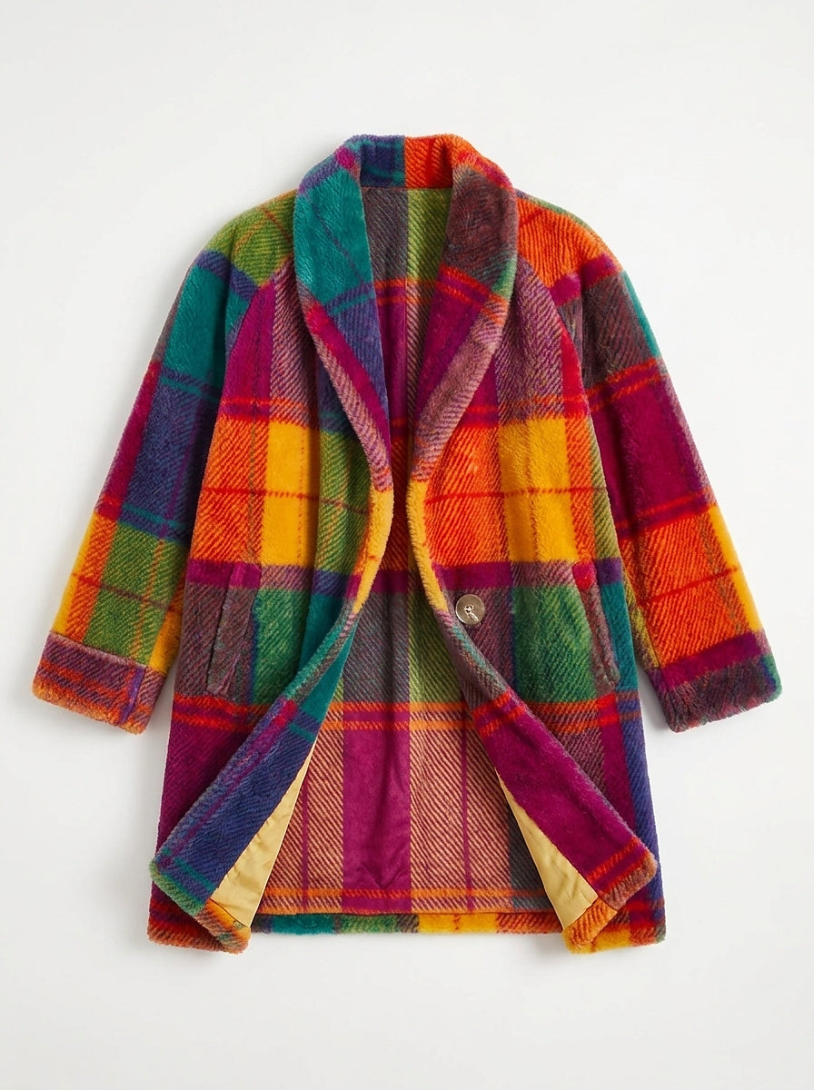 Oversized Damen-Mantel mit Karomuster-Coats for Women-Alpenkind