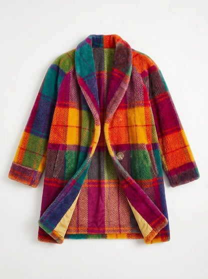 Oversized Damen-Mantel mit Karomuster-Coats for Women-Alpenkind