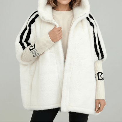 Oversized Damenjacke aus Kunstfell mit Kapuze-Jacket for women-Alpenkind