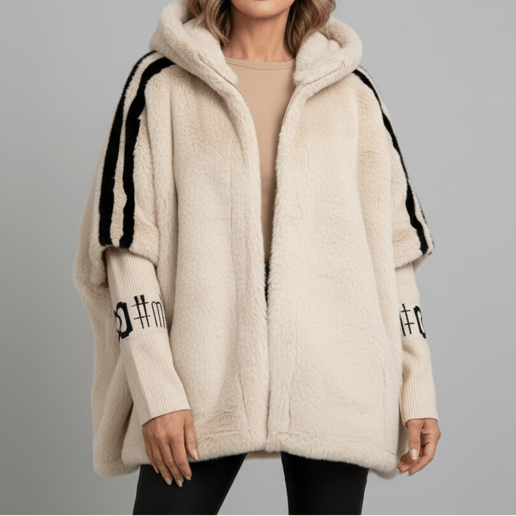 Oversized Damenjacke aus Kunstfell mit Kapuze-Jacket for women-Alpenkind