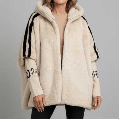 Oversized Damenjacke aus Kunstfell mit Kapuze-Jacket for women-Alpenkind