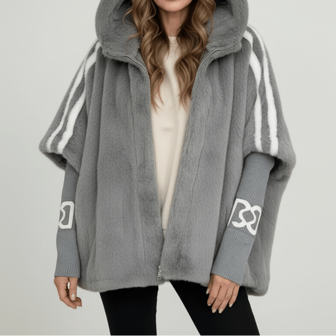 Oversized Damenjacke aus Kunstfell mit Kapuze-Jacket for women-Alpenkind