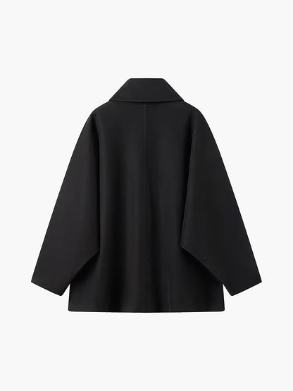 Oversized Damenmantel aus Wollmischgewebe mit Knopfverschluss-Coats for women-Alpenkind